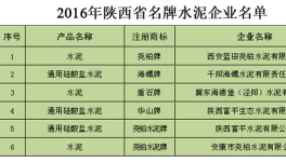 陜西省名牌產(chǎn)品，六家水泥企業(yè)上榜