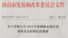 唐山通報2018年鋼鐵水泥行業(yè)能耗及能耗及達(dá)標(biāo)情況
