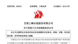 上峰水泥擬向九州清源收購萌生環(huán)保40%股權(quán)