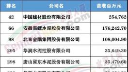 財(cái)富Plus發(fā)布中國(guó)500強(qiáng)，這些水泥大企上榜！