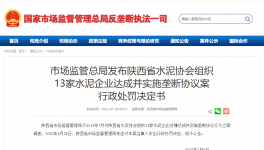 陜西水泥協(xié)會(huì)及13家水泥企業(yè)被罰4.51億！